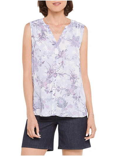 Nydj Womens Pleated Button Down Blouse In Multi