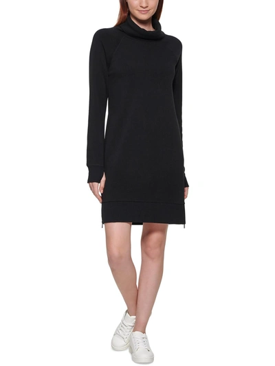 Shop Marc New York Womens Knit Funnel Neck Sweatshirt Dress In Black