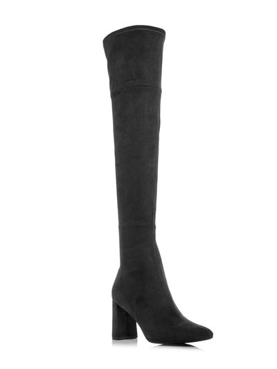 Shop Jeffrey Campbell Parisah 2 Womens Faux Suede Pointed Toe Over-the-knee Boots In Black
