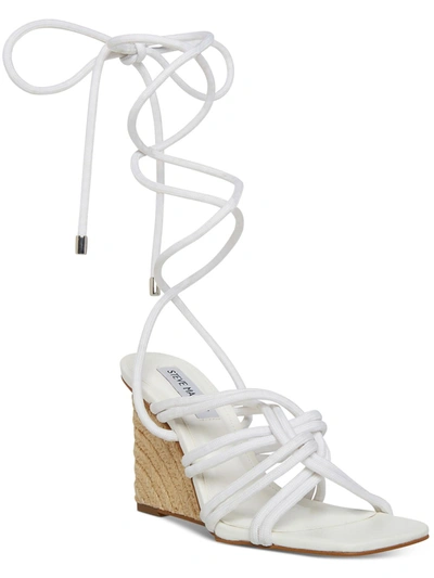 Shop Steve Madden Idolized Womens Square Toe Strappy Wedge Heels In White