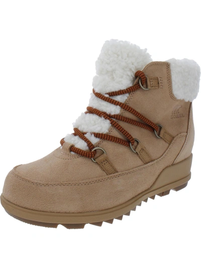 Shop Sorel Evie Cozy Womens Suede Faux Fur Hiking Boots In Multi