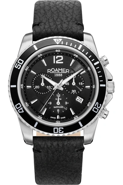 Shop Roamer Men's Nautic Chrono 100 43mm Quartz Watch In Black