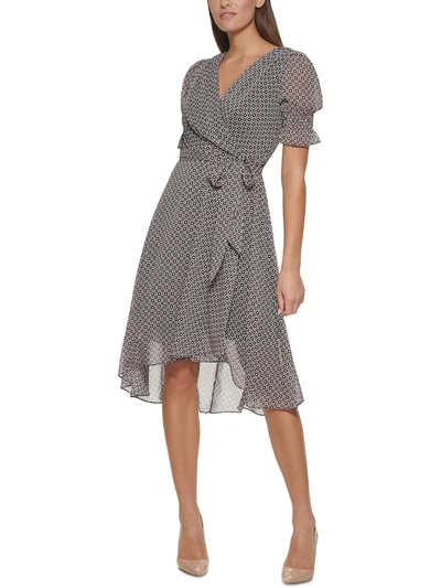 Shop Tommy Hilfiger Womens Printed Midi Midi Dress In Grey