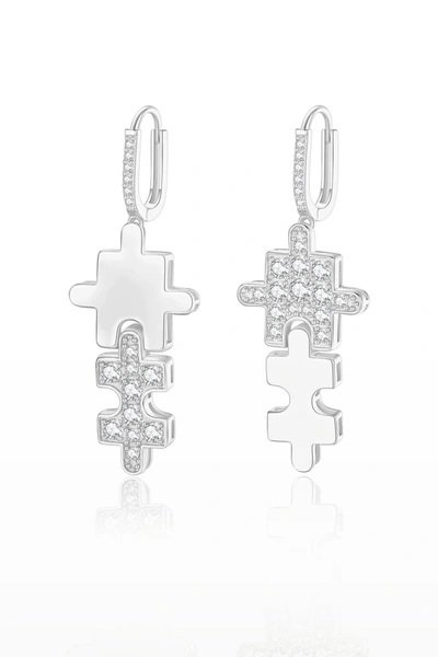 Shop Classicharms Silver Jigsaw Puzzle Drop Earrings