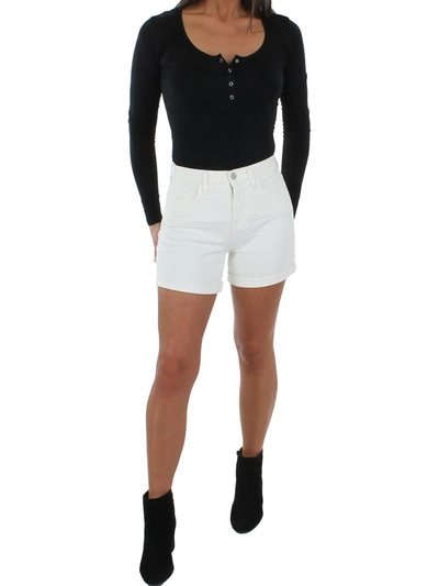 Jen7 By 7 For All Mankind Womens Jean Midi Denim Shorts In White
