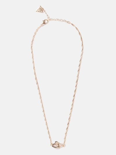 Guess Factory Rose Gold-tone Interlocking Hearts Necklace