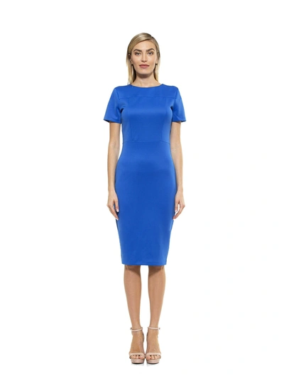 Shop Alexia Admor Scuba Midi Dress In Blue