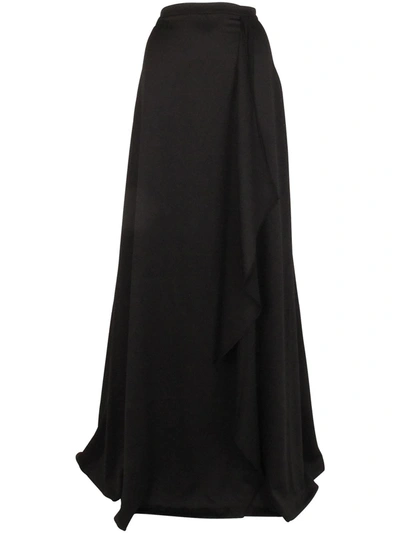 Shop Adrianna Papell Plus Womens Satin Ruffled Maxi Skirt In Black
