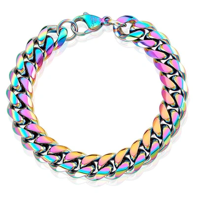Crucible Jewelry Crucible Los Angeles Men's 12mm Stainless Steel Curb Bracelet In Blue