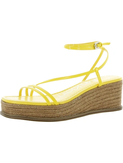 Shop Calvin Klein Neve Womens Faux Leather Wedges Platform Sandals In Yellow