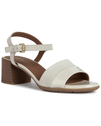 Shop Geox New Mary Karmen Suede-trim Sandal In White