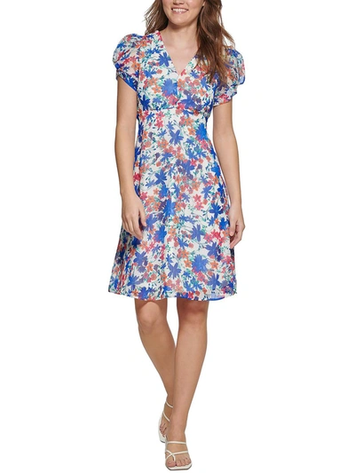 Shop Calvin Klein Womens Floral V-neck Shift Dress In Multi