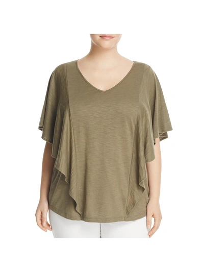 Shop Foxcroft Plus Kendall Womens Asymmetric Poncho Sleeves Casual Top In Green