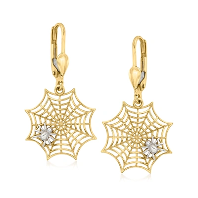 Ross-simons 14kt 2-tone Gold Spiderweb Drop Earrings In Gold