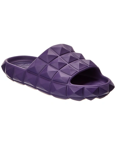 Shop Valentino Roman Stud Turtle Rubber Slide In Purple