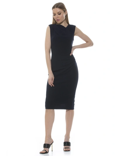 Alexia Admor Diane Asymmetric Sleeveless Midi Sheath Dress In Blue