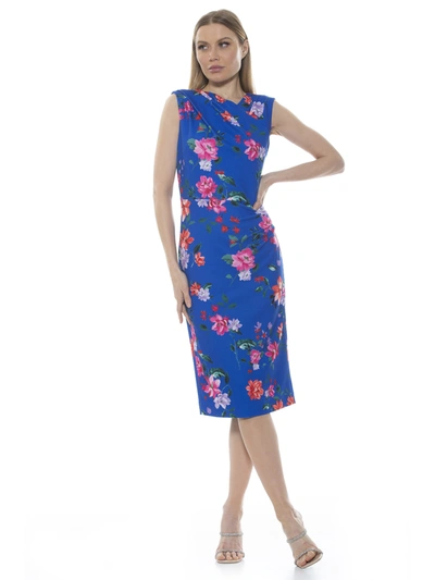 Alexia Admor Diane Asymmetric Sleeveless Midi Sheath Dress In Blue