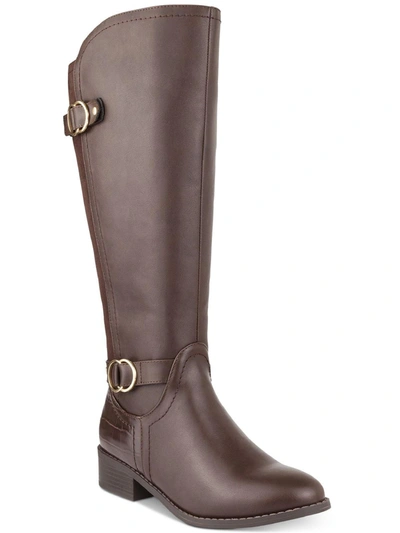 Karen Scott Leandraa Womens Faux Leather Riding Boots Knee-high Boots In Brown