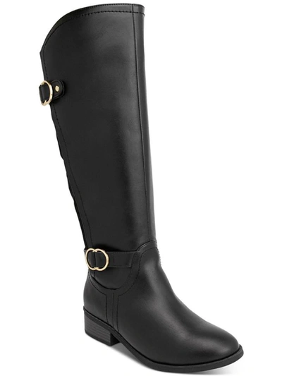 Shop Karen Scott Leandraa Womens Faux Leather Riding Boots Knee-high Boots In Black