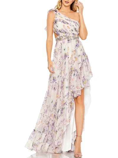 Shop Mac Duggal Womens One Shoulder Hi-low Evening Dress In Multi