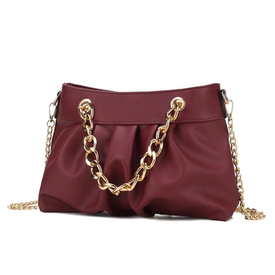 Shop Mkf Collection By Mia K Marvila Minimalist Vegan Leather Chain Ruched Shoulder Bag In Red