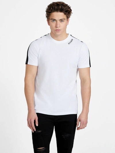 Shop Guess Factory Joey Contrast Stripe Tee In White