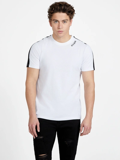 Guess Factory Joey Contrast Stripe Tee In White