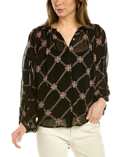 Shop Johnny Was Iman Button-down Shirt In Black