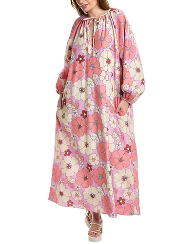Shop Manoush Silk-blend Dress In Pink