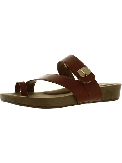 GIANI BERNINI RILLEYY WOMENS FAUX LEATHER TOE LOOP SLIDE SANDALS 