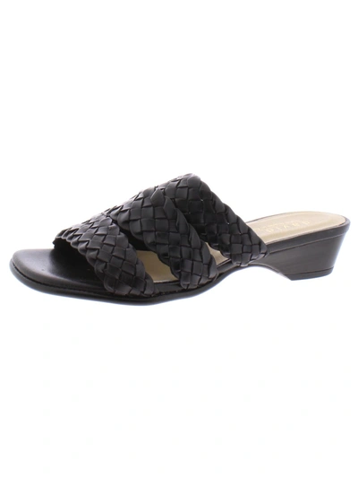 Shop David Tate Adagio Womens Leather Dressy Slide Sandals In Black