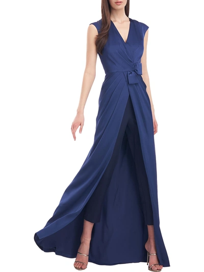 Shop Kay Unger Lily Womens Party Formal Jumpsuit In Blue