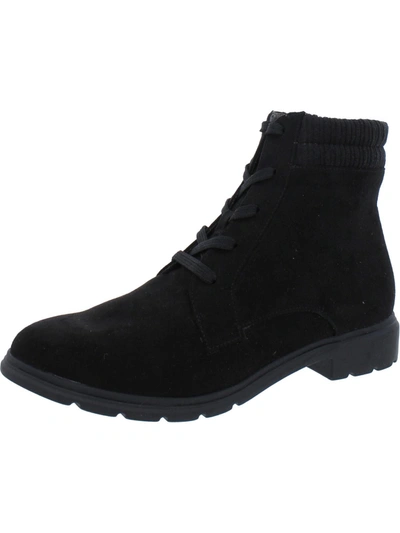 Dr. Scholl's Shoes Canyon Womens Faux Suede Lace-up Ankle Boots In Black