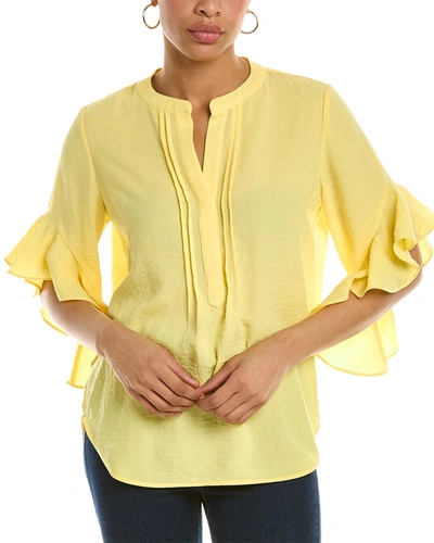 Shop Vince Camuto Ruffle Sleeve Blouse In Yellow