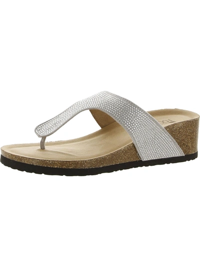 Shop White Mountain Action Womens Shimmer Toe Post Thong Sandals In Multi