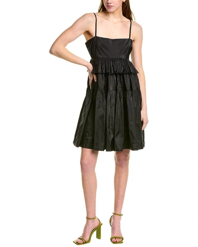 Shop Cynthia Rowley Taffeta Silk Babydoll Dress In Black
