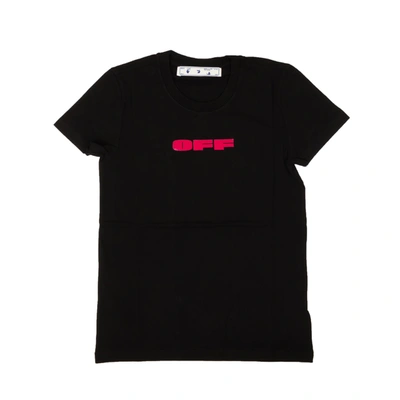 Shop Off-white Black Bold Flock Casual T-shirt