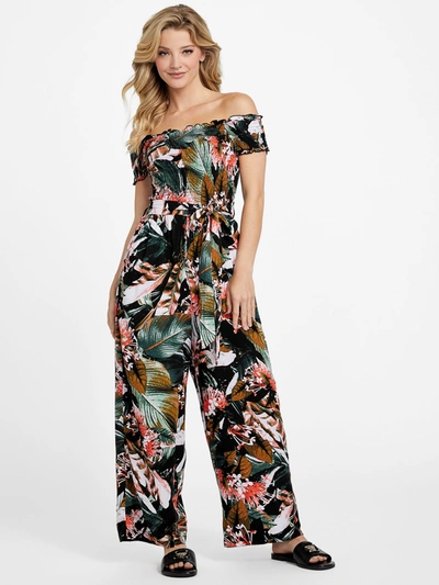 Shop Guess Factory Cassie Belted Jumpsuit In Multi