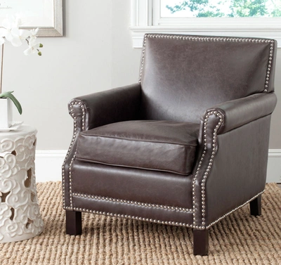 Safavieh Easton Club Chair With Awning Stripes - Silver Nail Heads