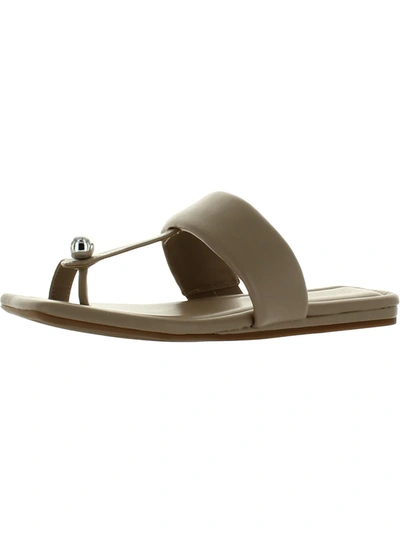 Shop Alfani Estelle Womens Faux Leather Toe Loop Slide Sandals In Grey