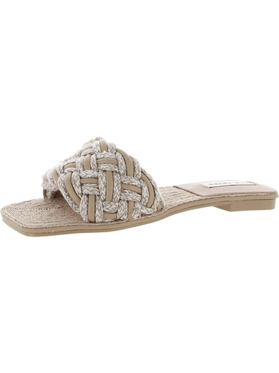 Shop Steve Madden Zeal Womens Flat Slip On Slide Sandals In White