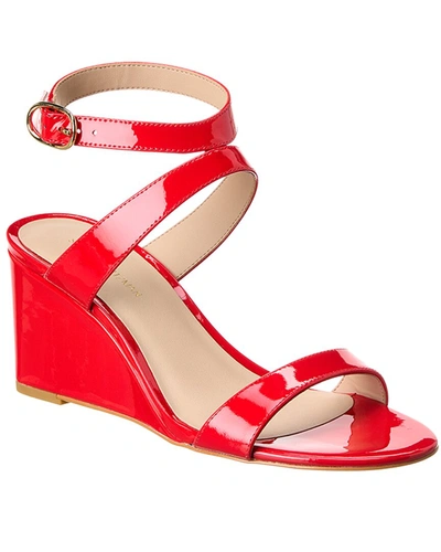 Shop Stuart Weitzman Ave Strap 75 Patent Wedge Sandal In Red