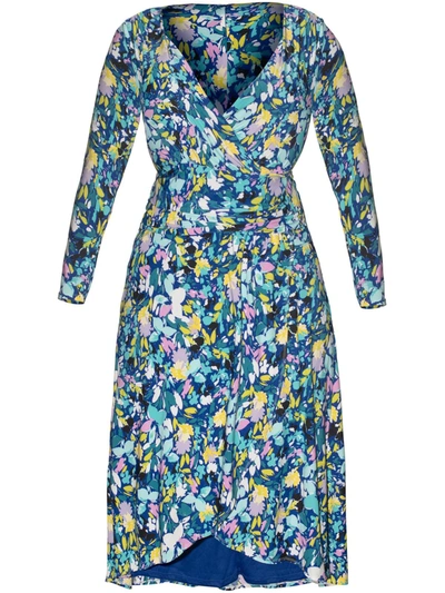 Shop Rachel Rachel Roy Plus Womens Floral Print Faux Wrap Midi Dress In Blue