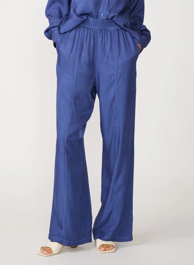 Shop Stateside Viscose Satin Pull-on Trouser In Denim In Blue
