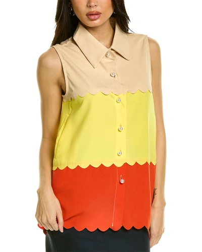 Shop Gracia Collared Sleeveless Top In Yellow