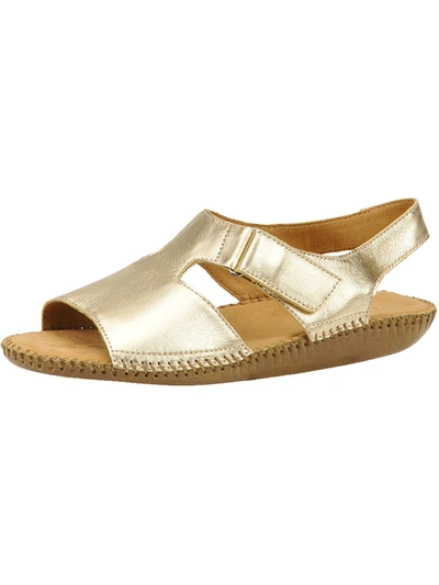 Shop Auditions Sprite Womens Metallic Leather Slingback Sandals In Gold