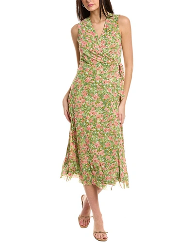 Shop Anne Klein Mesh Faux Wrap Dress In Green