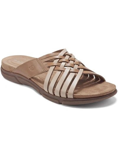 Shop Easy Spirit Meadow Womens Leather Comfort Wedge Sandals In Beige
