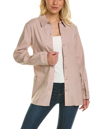 Shop Theory Soft Linen-blend Shirt Jacket In Pink