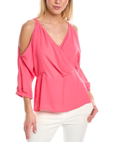 Shop Anne Klein Crossover Peplum Blouse In Pink